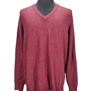 L.L. Bean 100% Lambswool V-Neck Pullover Classic Sweater Red